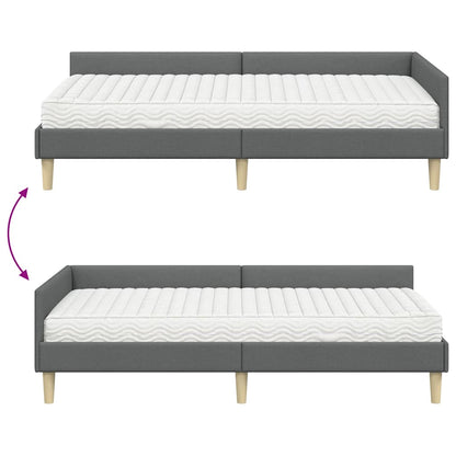 vidaXL Eckbettgestell mit Matratze mit Matratze 2 pcs Grau Stoff