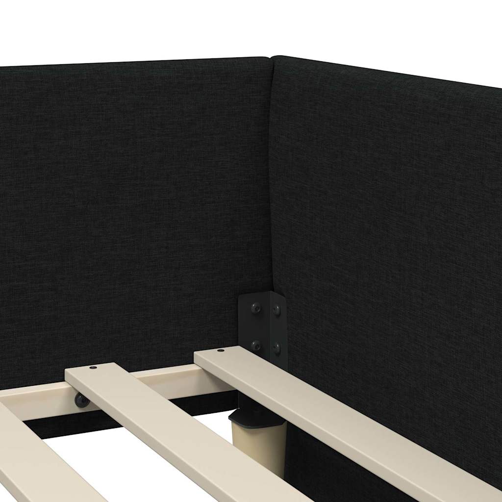 vidaXL Eckbettgestell mit Matratze mit Matratze 2 pcs Grün Stoff