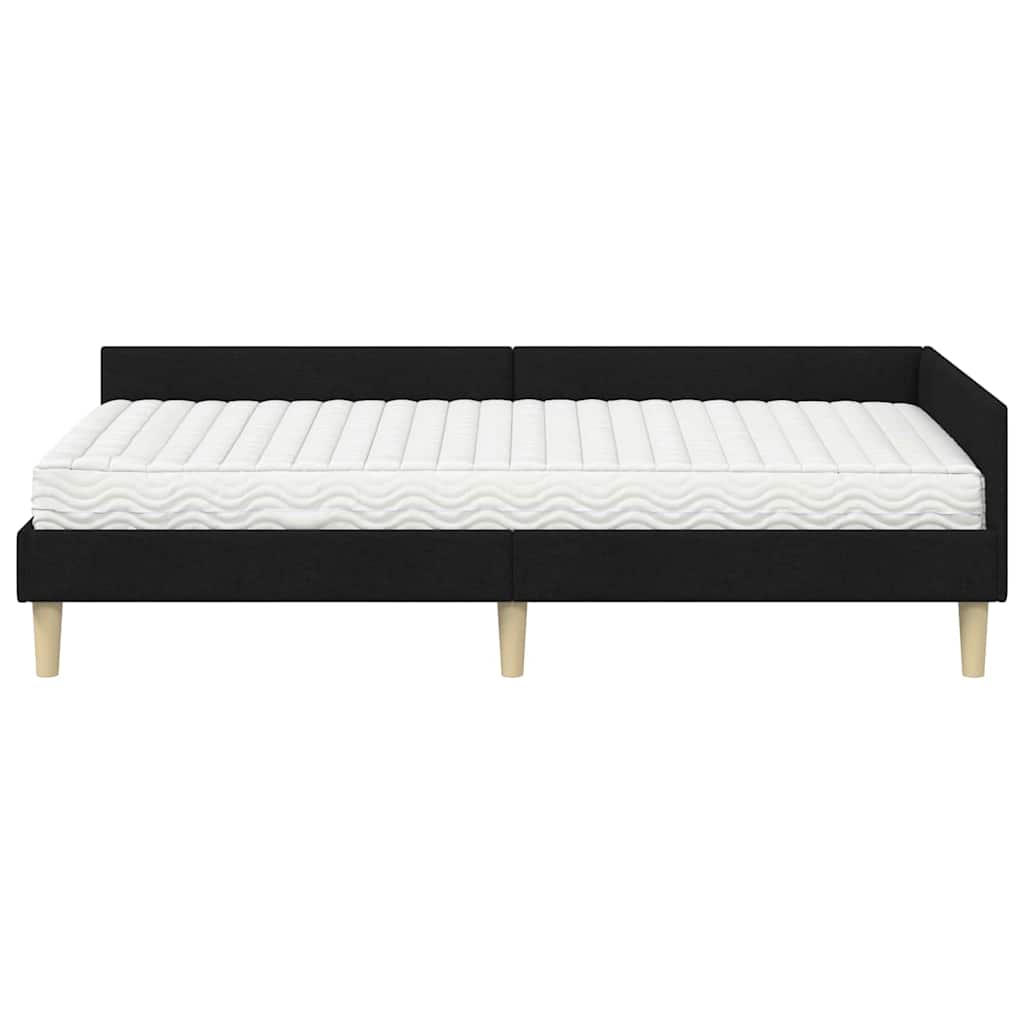 vidaXL Eckbettgestell mit Matratze mit Matratze 2 pcs Grün Stoff
