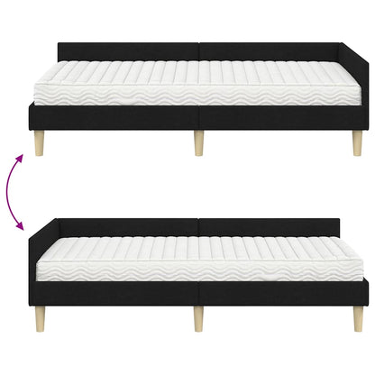 vidaXL Eckbettgestell mit Matratze mit Matratze 2 pcs Grün Stoff