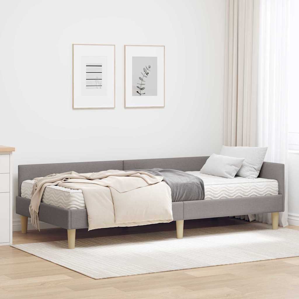 vidaXL Eckbettgestell mit Matratze mit Matratze 2 pcs Taupe Stoff