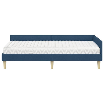 vidaXL Eckbettgestell mit Matratze mit Matratze 2 pcs Blau Stoff