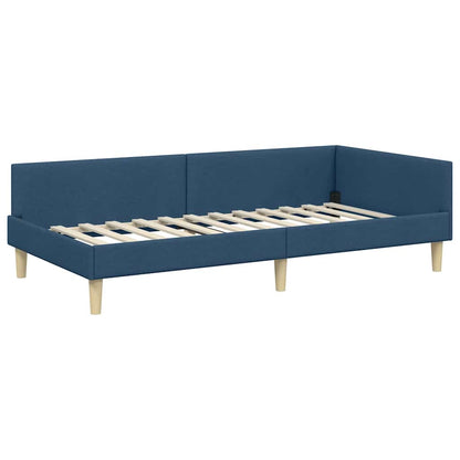 vidaXL Eckbettgestell mit Matratze mit Matratze 2 pcs Blau Stoff