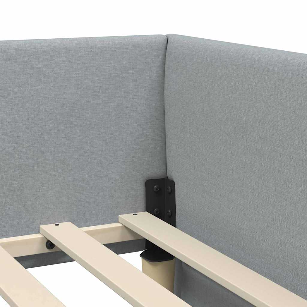vidaXL Eckbettgestell mit Matratze mit Matratze 2 pcs Hellgrau Stoff