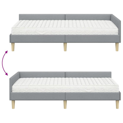 vidaXL Eckbettgestell mit Matratze mit Matratze 2 pcs Hellgrau Stoff