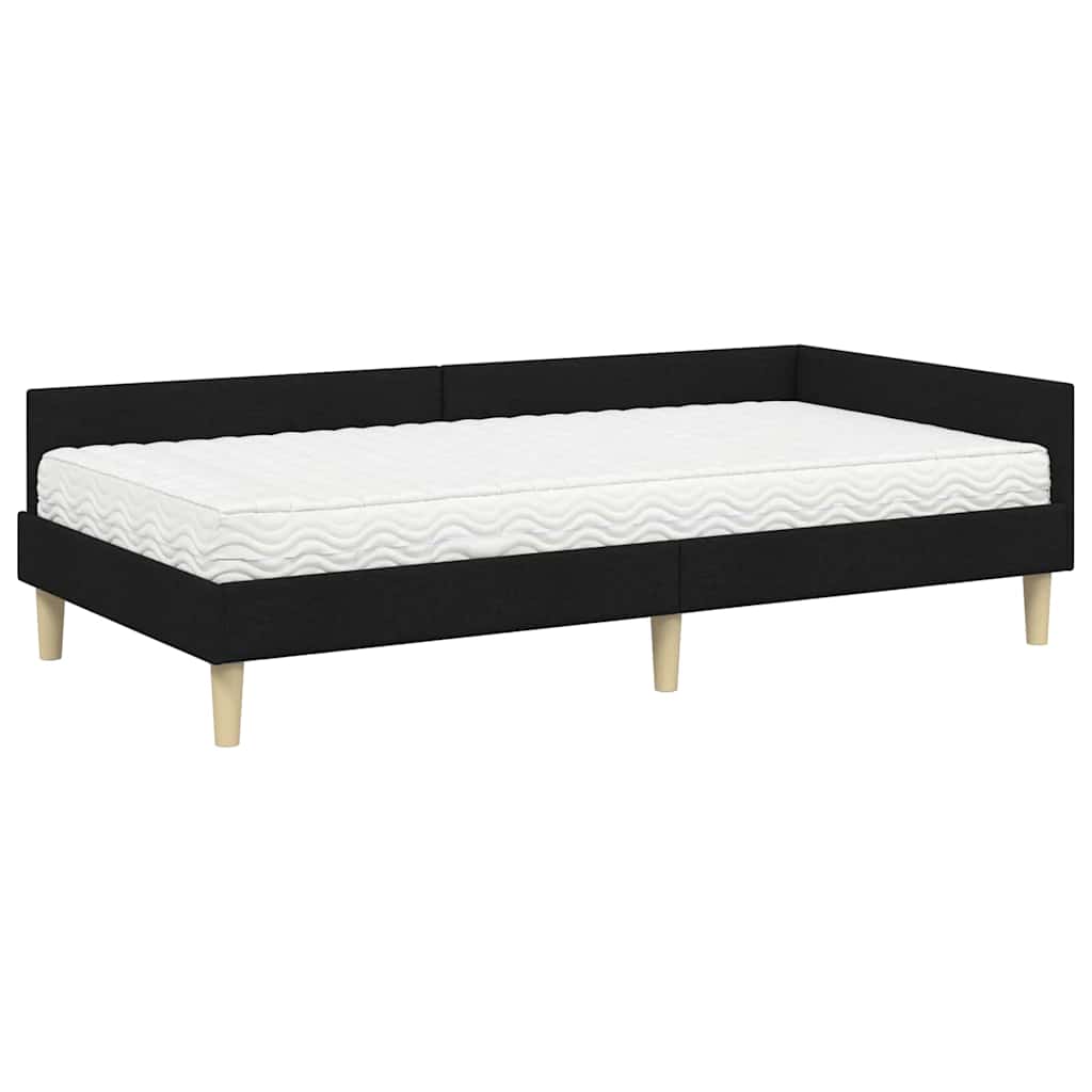 vidaXL Eckbettgestell mit Matratze mit Matratze 2 pcs Grün Stoff