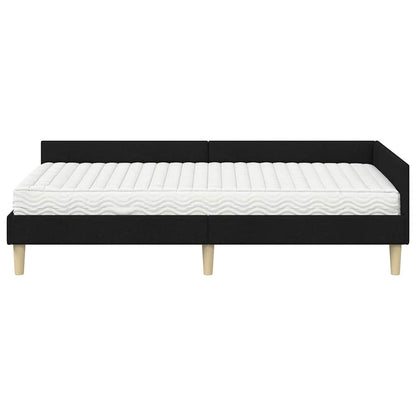 vidaXL Eckbettgestell mit Matratze mit Matratze 2 pcs Grün Stoff
