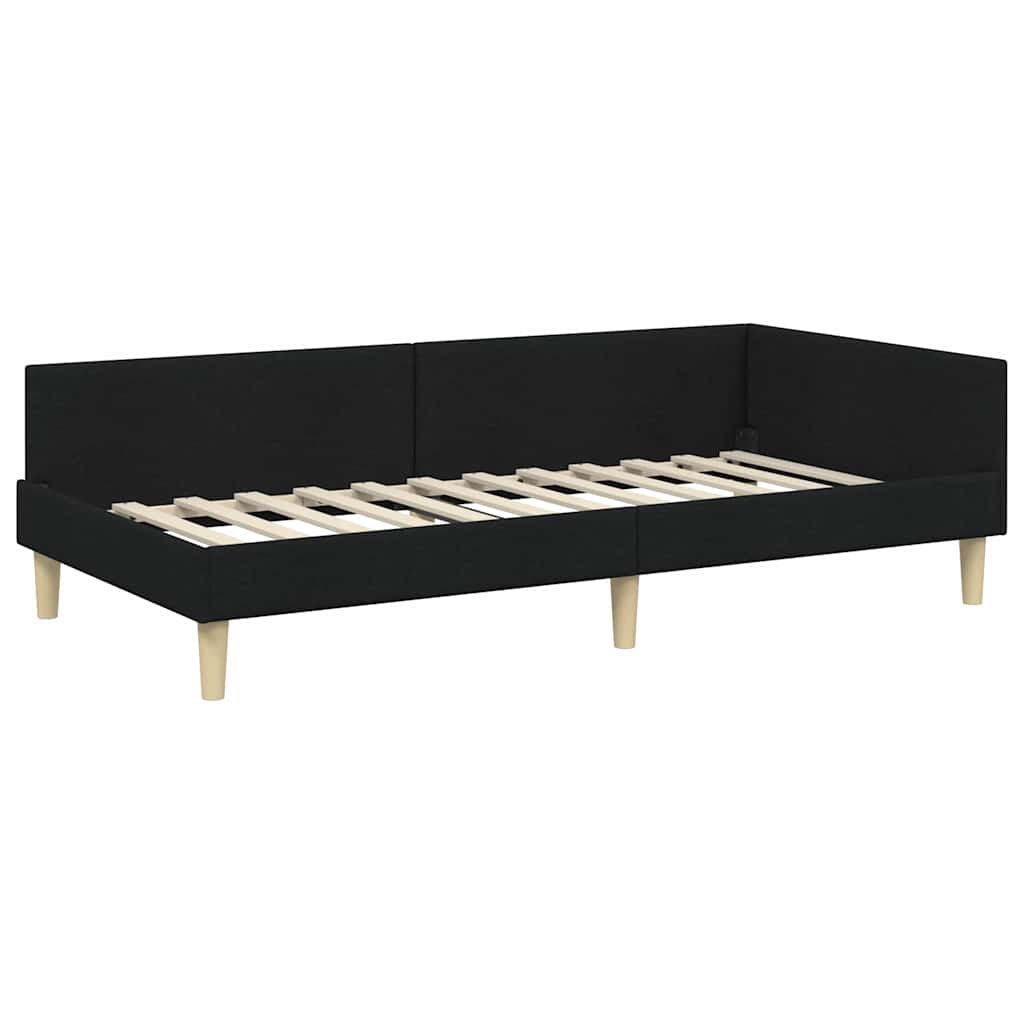 vidaXL Eckbettgestell mit Matratze mit Matratze 2 pcs Grün Stoff