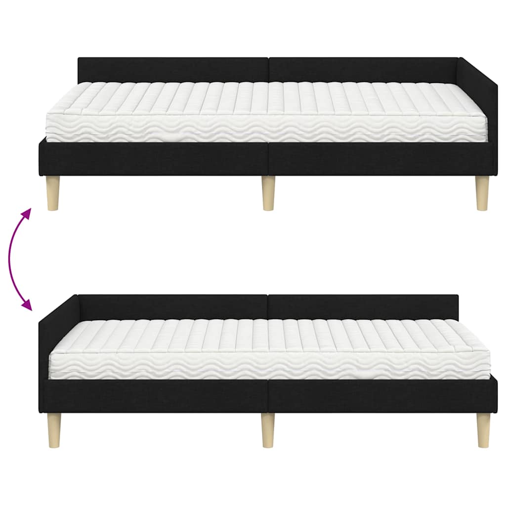 vidaXL Eckbettgestell mit Matratze mit Matratze 2 pcs Grün Stoff