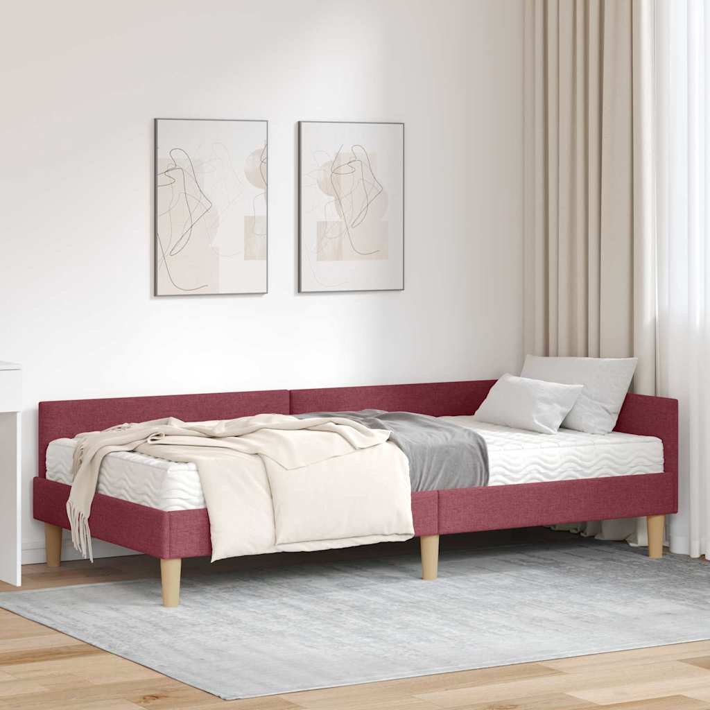 vidaXL Eckbettgestell mit Matratze mit Matratze 2 pcs Grau Stoff