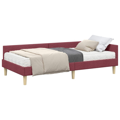 vidaXL Eckbettgestell mit Matratze mit Matratze 2 pcs Grau Stoff