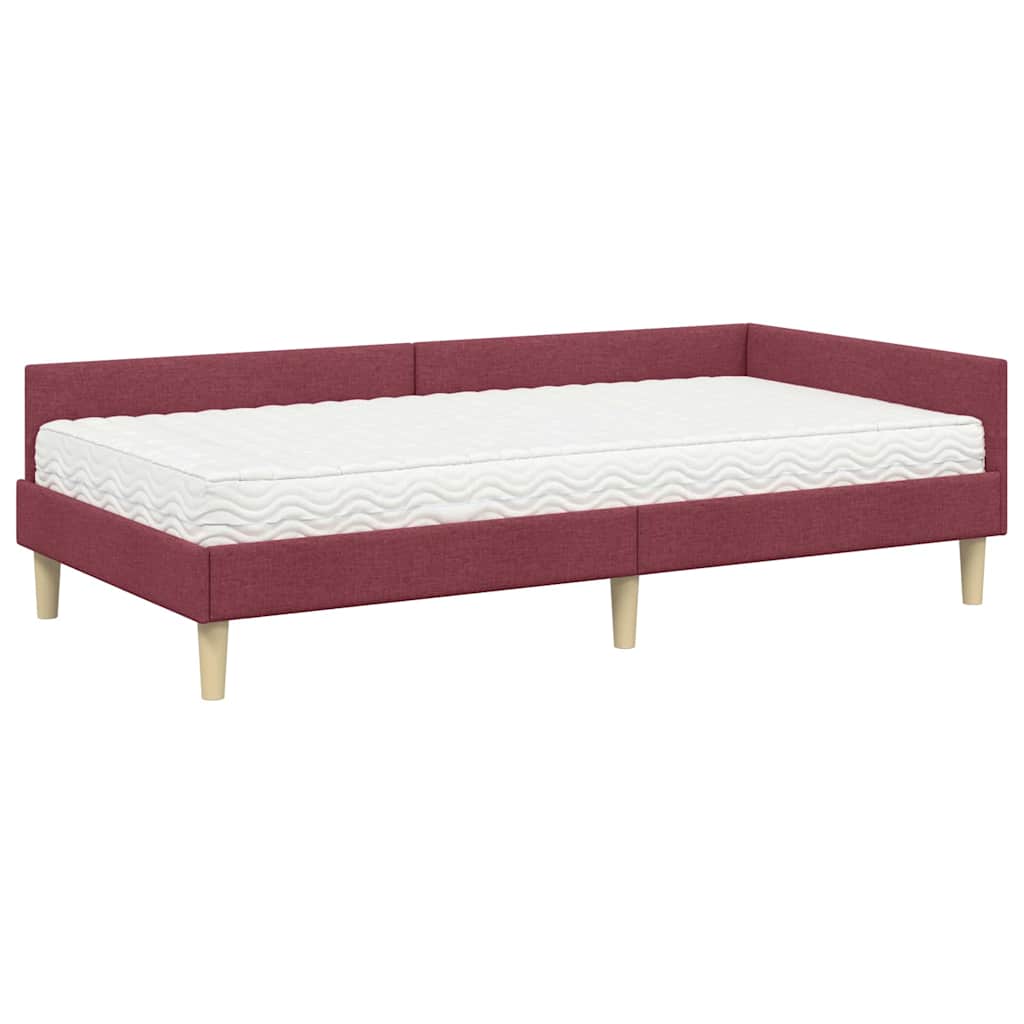 vidaXL Eckbettgestell mit Matratze mit Matratze 2 pcs Grau Stoff