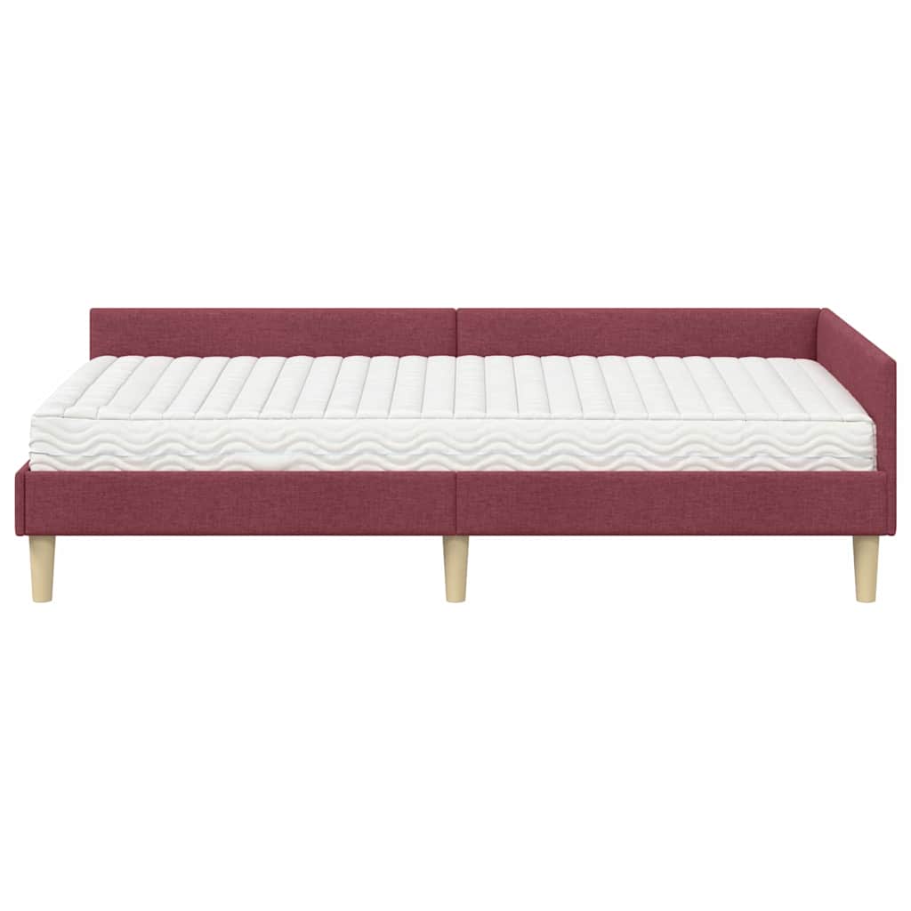 vidaXL Eckbettgestell mit Matratze mit Matratze 2 pcs Grau Stoff