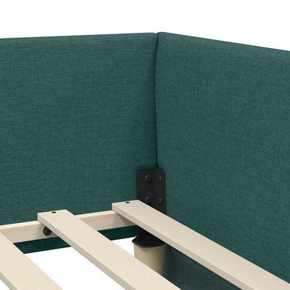 vidaXL Eckbettgestell mit Matratze mit Matratze 2 pcs Grün Stoff