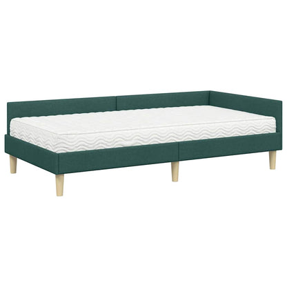 vidaXL Eckbettgestell mit Matratze mit Matratze 2 pcs Grün Stoff