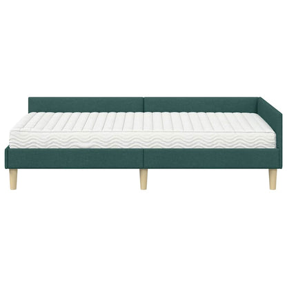 vidaXL Eckbettgestell mit Matratze mit Matratze 2 pcs Grün Stoff