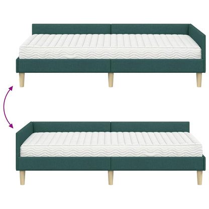 vidaXL Eckbettgestell mit Matratze mit Matratze 2 pcs Grün Stoff