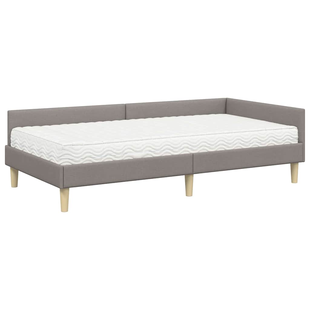 vidaXL Eckbettgestell mit Matratze mit Matratze 2 pcs Taupe Stoff