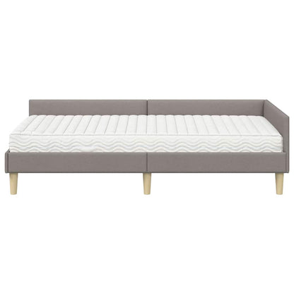 vidaXL Eckbettgestell mit Matratze mit Matratze 2 pcs Taupe Stoff