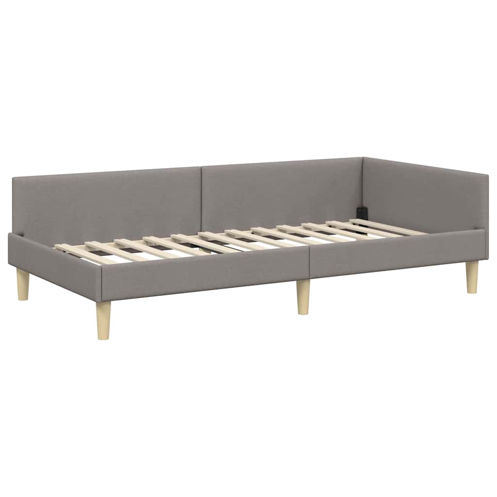 vidaXL Eckbettgestell mit Matratze mit Matratze 2 pcs Taupe Stoff
