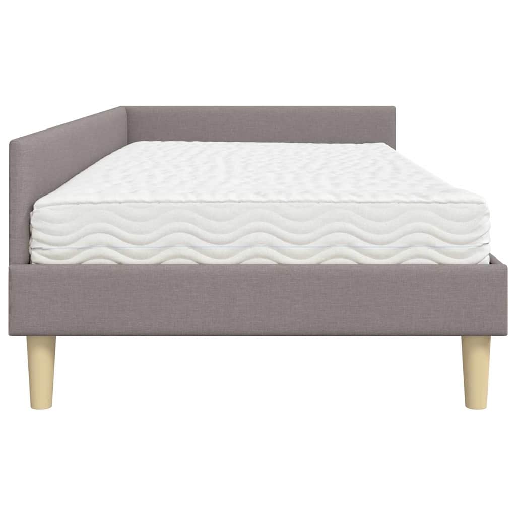 vidaXL Eckbettgestell mit Matratze mit Matratze 2 pcs Taupe Stoff
