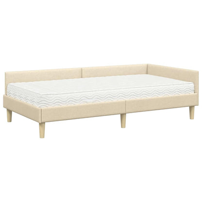 vidaXL Eckbettgestell mit Matratze mit Matratze 2 pcs Creme Stoff