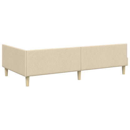 vidaXL Eckbettgestell mit Matratze mit Matratze 2 pcs Creme Stoff