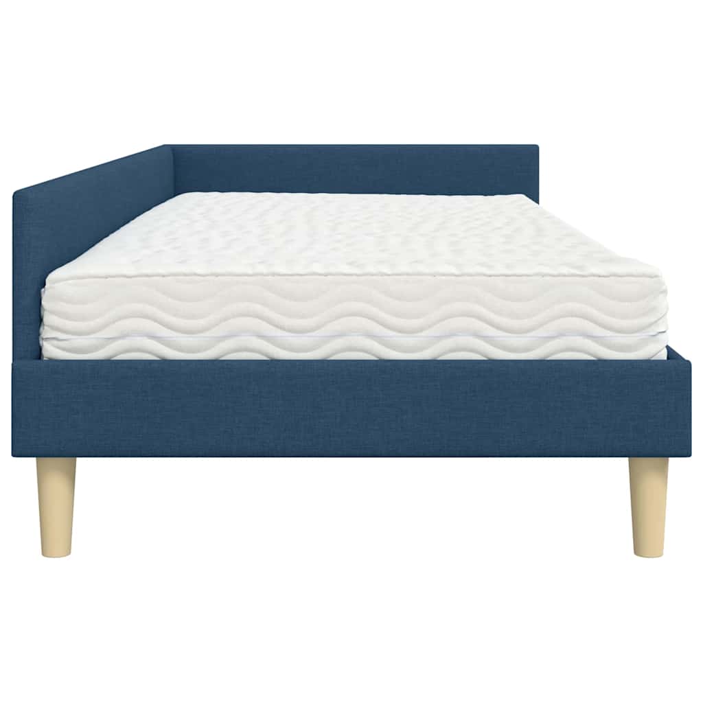 vidaXL Eckbettgestell mit Matratze mit Matratze 2 pcs Blau Stoff