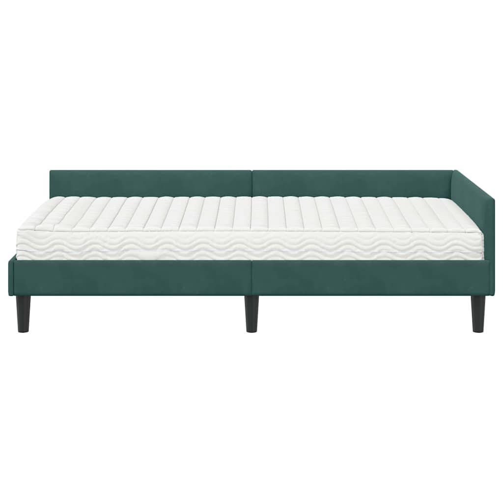 vidaXL Eckbettgestell mit Matratze Sonstiges 2 pcs Grün Samt