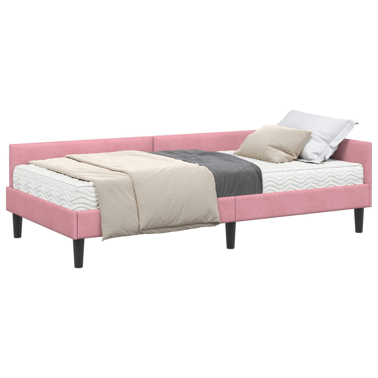 vidaXL Eckbettgestell mit Matratze Sonstiges 2 pcs Grau Samt