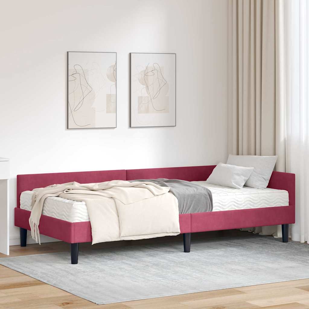vidaXL Eckbettgestell mit Matratze Sonstiges 2 pcs Grün Samt