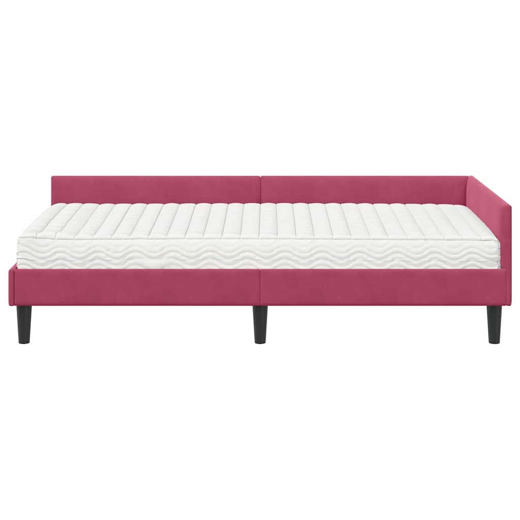 vidaXL Eckbettgestell mit Matratze Sonstiges 2 pcs Grün Samt