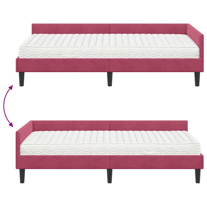 vidaXL Eckbettgestell mit Matratze Sonstiges 2 pcs Grün Samt