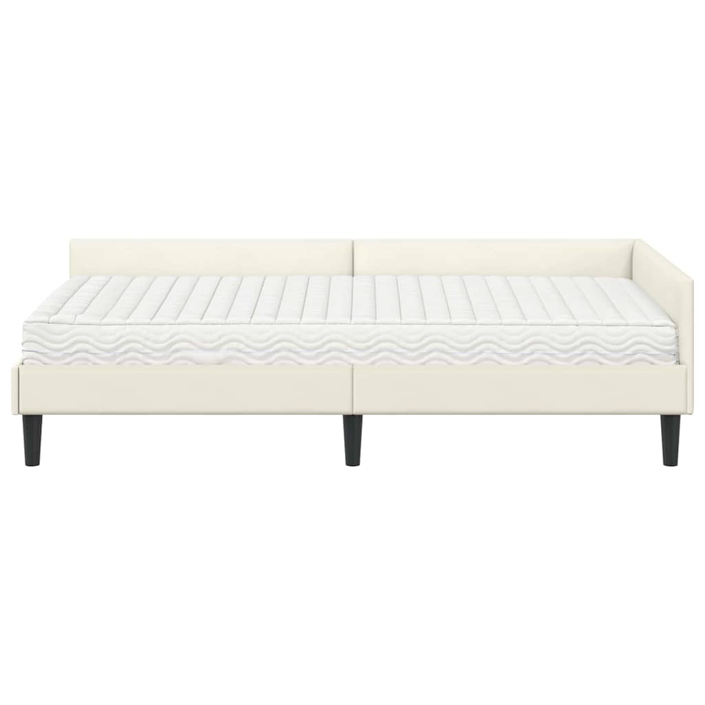 vidaXL Eckbettgestell mit Matratze Sonstiges 2 pcs Creme Samt