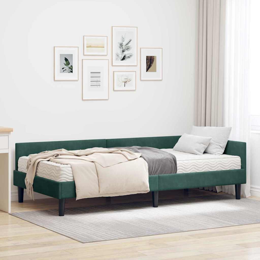 vidaXL Eckbettgestell mit Matratze Sonstiges 2 pcs Grün Samt