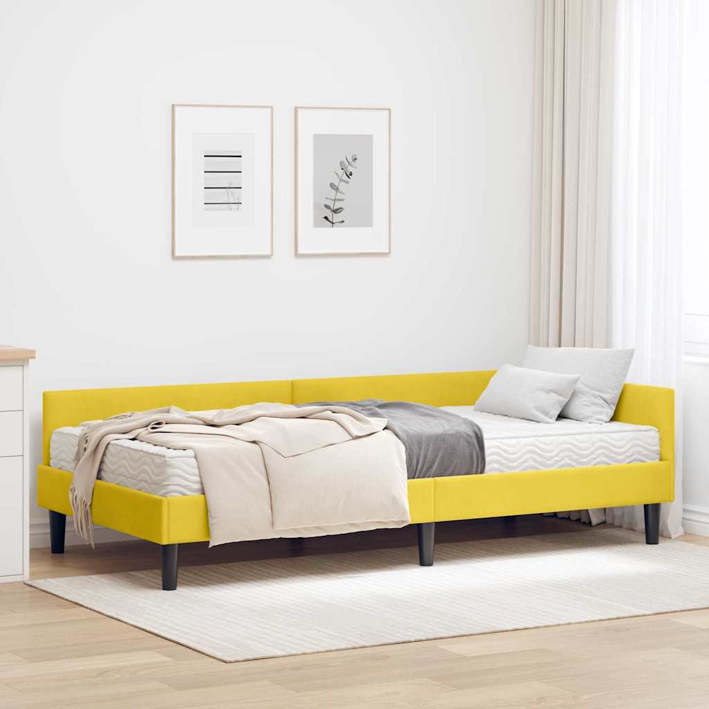 vidaXL Eckbettgestell mit Matratze Sonstiges 2 pcs Gelb Samt