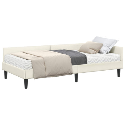 vidaXL Eckbettgestell mit Matratze Sonstiges 2 pcs Creme Samt