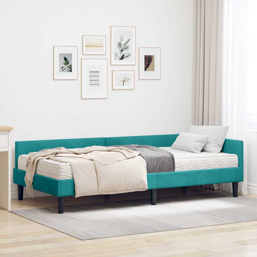 vidaXL Eckbettgestell mit Matratze Sonstiges 2 pcs Türkis Samt