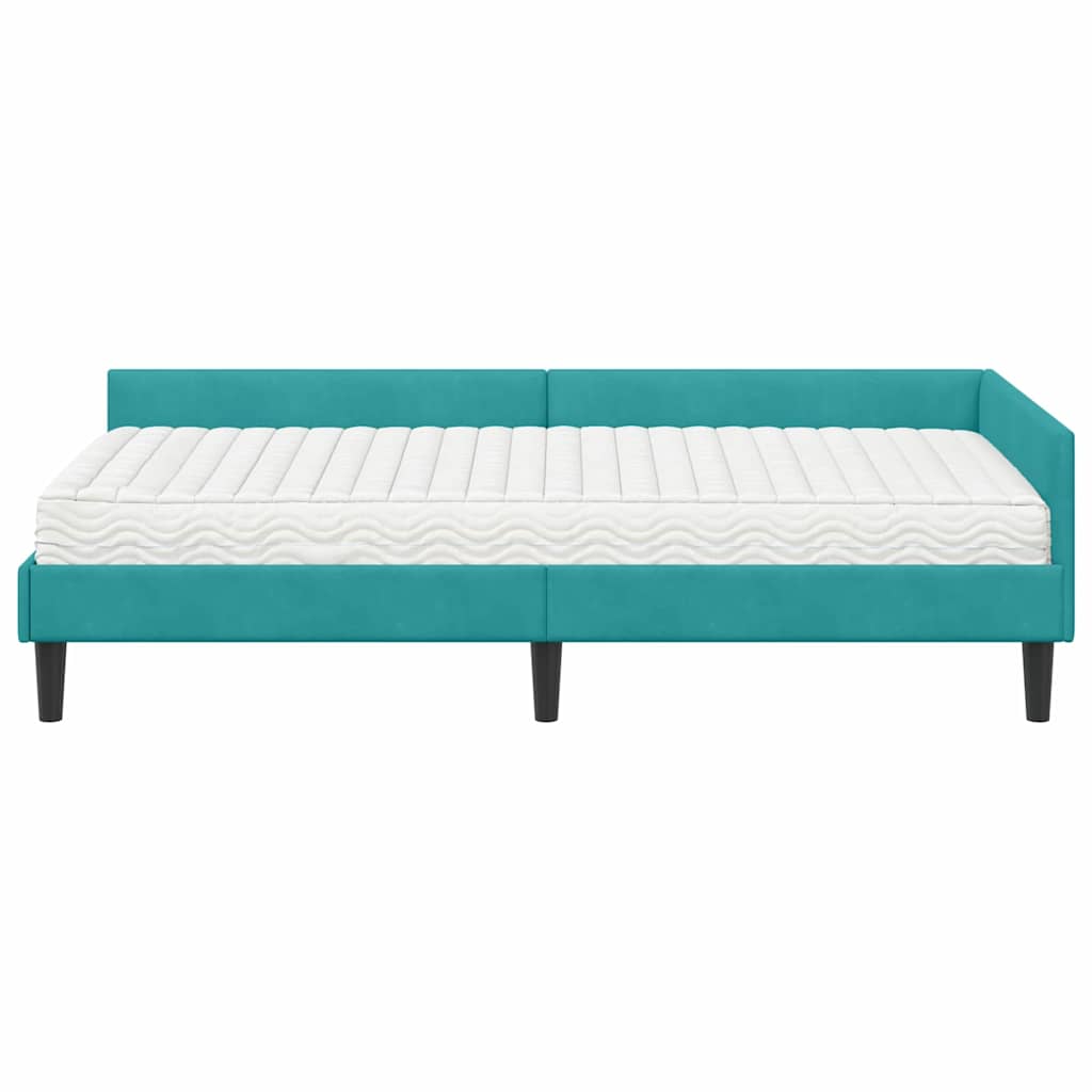 vidaXL Eckbettgestell mit Matratze Sonstiges 2 pcs Türkis Samt