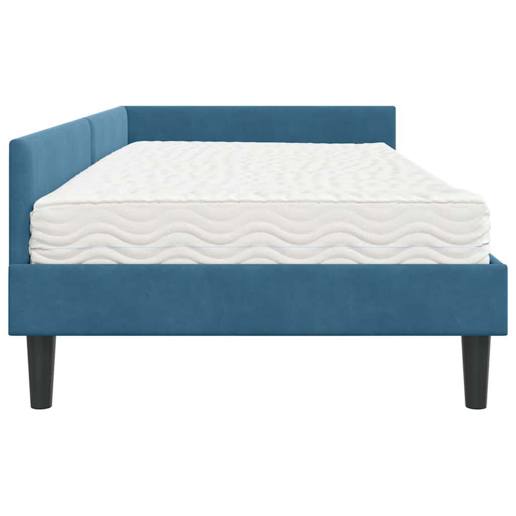 vidaXL Eckbettgestell mit Matratze Sonstiges 2 pcs Blau Samt