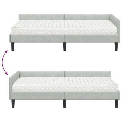 vidaXL Eckbettgestell mit Matratze Sonstiges 2 pcs Hellgrau Samt
