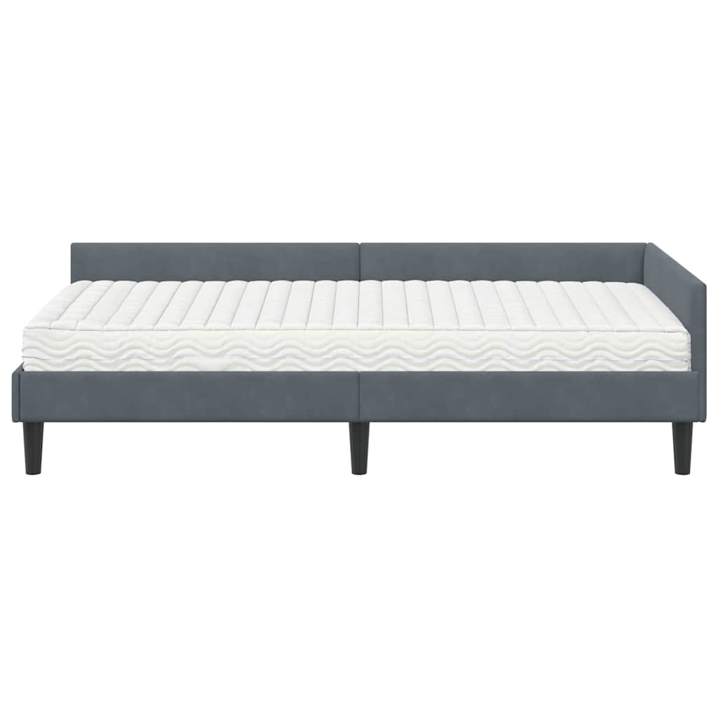 vidaXL Eckbettgestell mit Matratze Sonstiges 2 pcs Grau Samt