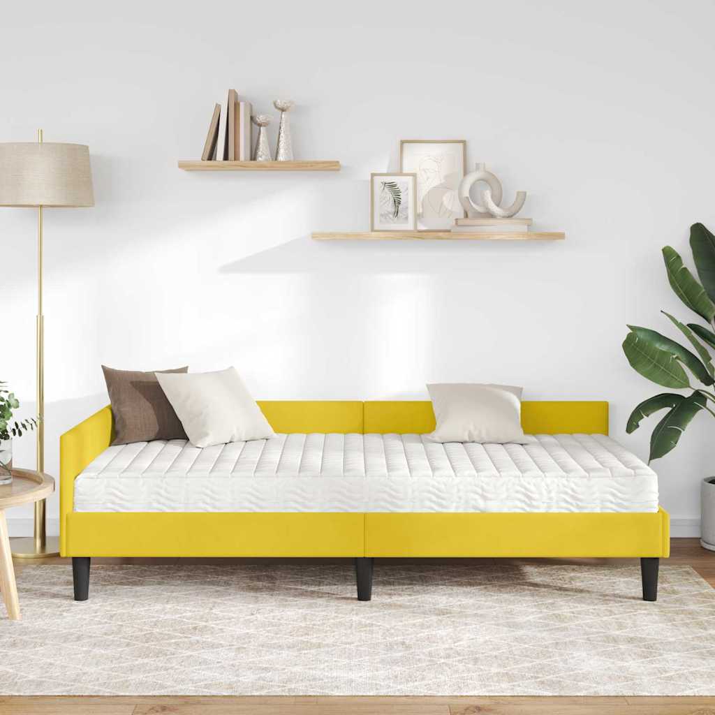 vidaXL Eckbettgestell mit Matratze Sonstiges 2 pcs Gelb Samt