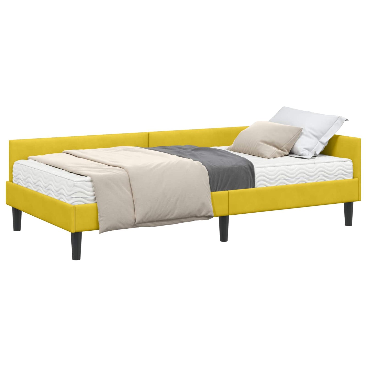 vidaXL Eckbettgestell mit Matratze Sonstiges 2 pcs Gelb Samt