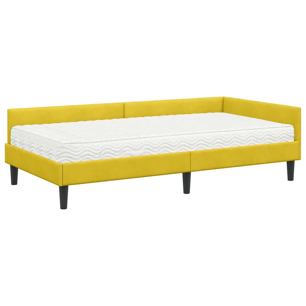 vidaXL Eckbettgestell mit Matratze Sonstiges 2 pcs Gelb Samt