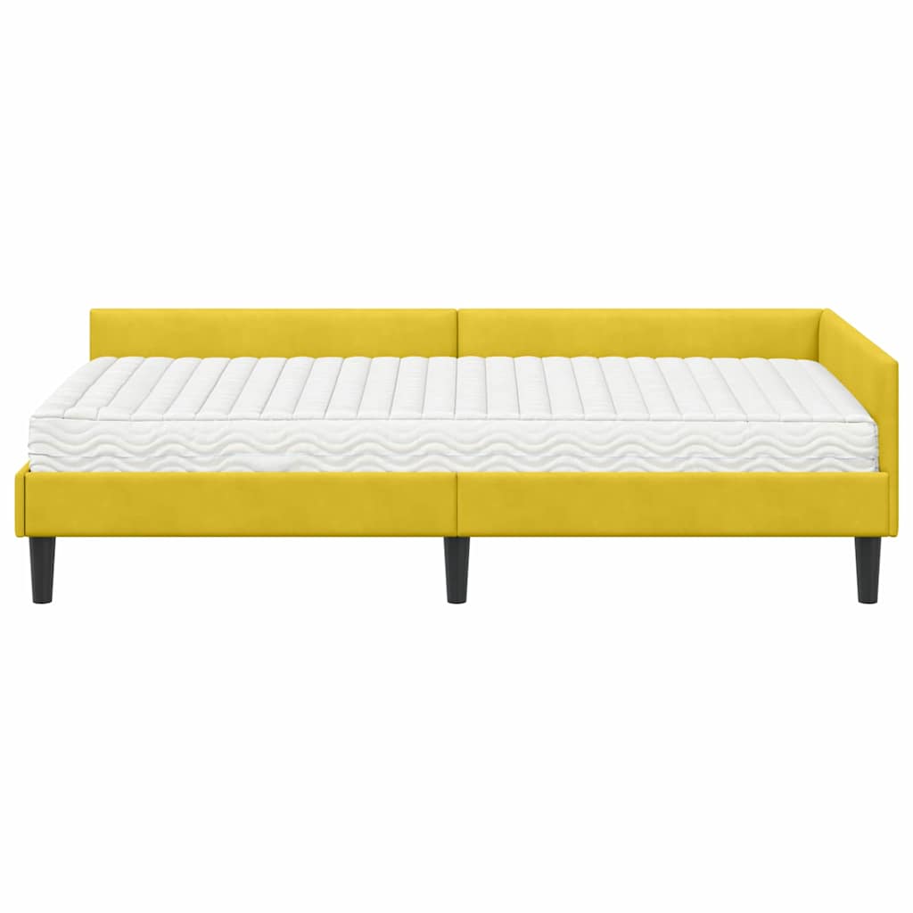 vidaXL Eckbettgestell mit Matratze Sonstiges 2 pcs Gelb Samt