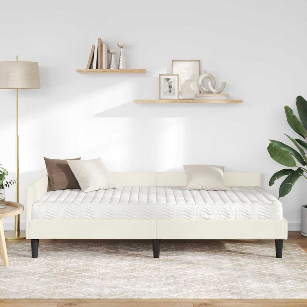 vidaXL Eckbettgestell mit Matratze Sonstiges 2 pcs Creme Samt