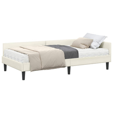 vidaXL Eckbettgestell mit Matratze Sonstiges 2 pcs Creme Samt