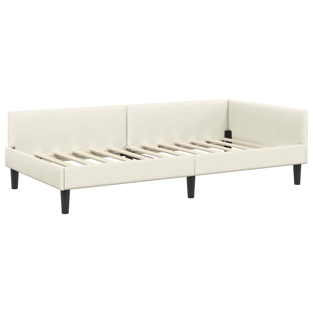 vidaXL Eckbettgestell mit Matratze Sonstiges 2 pcs Creme Samt