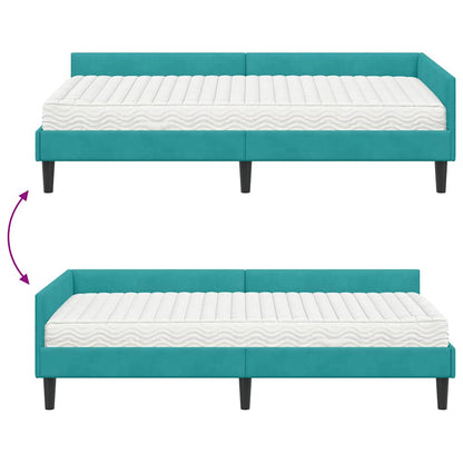 vidaXL Eckbettgestell mit Matratze Sonstiges 2 pcs Türkis Samt